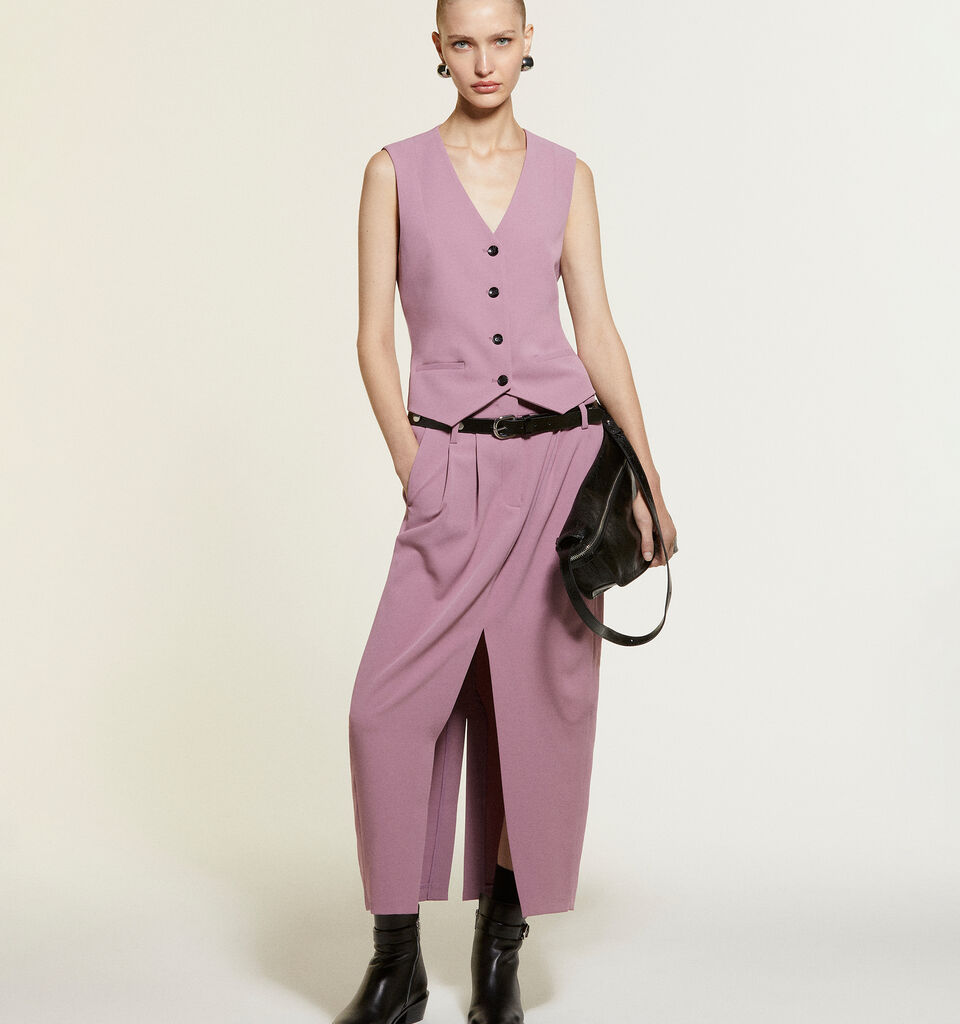 Mauve slim fit vest - women's vests and sleeveless jackets - Lilac | Sisley image number 7